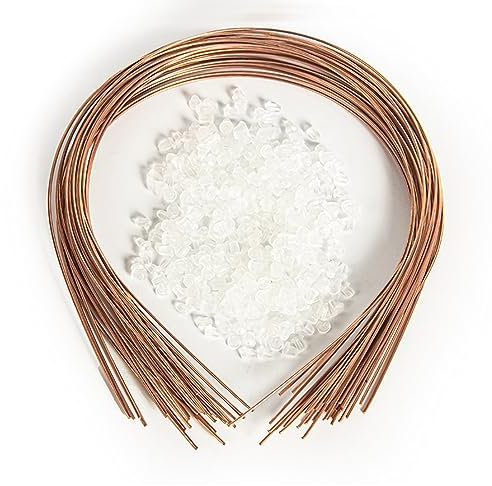 mollensiuer Metal 50Pcs 1.0MM Headbands, DIY Craft Wire Frame Hairband, Stretchy, Copper, 0.039inch Wide, 4.72inch Diameter, Accessories for Hair Holder, Headpiece
