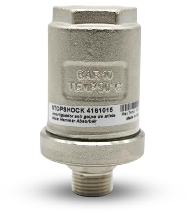 DOJA Barcelona | Wasserschlagdämpfer | 1er Pack | Wasser Hammer Arrestor 1/2 | Ø51x92,8mm | Messing vernickelt | Stoßdämpfer Ventil | bis 50mm, Spülbeckenarmatur, Druckminderer Wasser