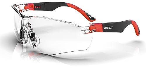 DEX FIT SG210 Gafas de Seguridad; Protección Ocular Z87, Resistentes a la Niebla y a los Arañazos, Ajustables, para Hombres y Mujeres, con Protección UV