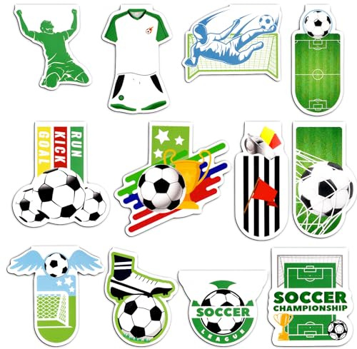 Lesezeichen Magnetisch, 12 Stück Magnetische Lesezeichen Kinder Fußball, Magnet Lesezeichen Fußball Mitbringsel, Lustig Magnetische Lesezeichen für Jungen, Lehrer, Freund, Fußballfans, Buchliebhaber