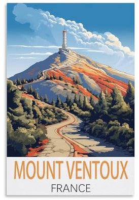 KmoNo Mont Ventoux Frankreich Vintage Reiseposter 40 x 60 cm Poster Dekor Malerei Leinwand Wandkunst Wohnzimmer Poster Schlafzimmer