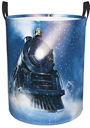 Großer Wäschekorb für Winter, Weihnachten, Schnee, Nacht, Eisenbahn, Zug, wasserdicht, Wäschekorb für schmutzige Kleidung, für Schlafzimmer, Badezimmer