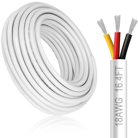 DEKIEVALE Weiß 18AWG Kabel 5M, 3x0,75mm² 3-adriges Kupferkabel verzinnt Flexible Niederspannungsleitung für 5V/12V/24V, LED, KFZ, Lautsprecher und DIY-Projekte