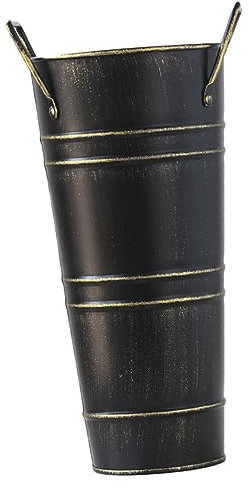 Gatuida Vase à Fleurs en Noir Et Or Seau à Fleurs Vintage Porte-Parapluie Solide Décoratif pour Maison Et Bureau