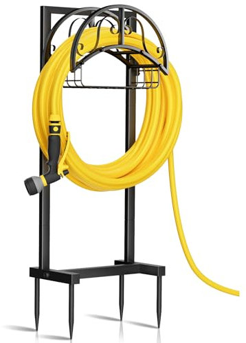 Yalivon Gartenschlauchhalter, freistehend, Wasserschlauchhalter, Schlauchaufhänger, robuster Metall-Schlauchständer, hält 48,8 m Schlauch, Outdoor-Schlauch-Organizer, stabiles