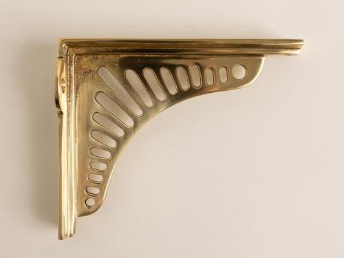 Polished Brass Sunrise Shelf Brackets | Heavy Duty Brackets for Kitchen Bookshelf | Brass Shelving Heavy Solid Cast Brass | Sold Individually