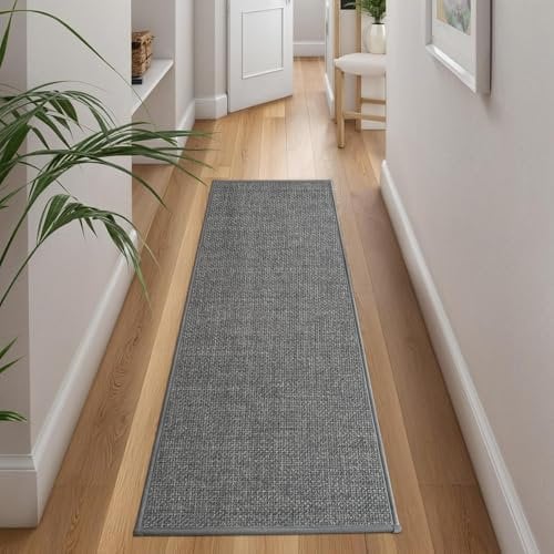 Cheerx Küchenläufer rutschfest, Küchenteppich Waschbar, Gewebte Teppich Küche Saugfähig, Hochwertige Küchenmatten, Teppich Läufer Flur für Küche, Esszimmer, Waschküche (Grau, 43x150cm)