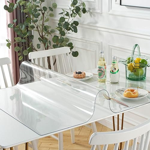 Schreibtischunterlage, transparent, wasserdicht, rutschfeste Kanten, Schreibtischunterlage, groß, klar, transparent, Tischschutz für Büro, Zuhause, Schule (Matte 160 cm x 300 cm)
