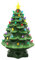 Hot !Piccolo albero di Natale in ceramica con luci, dipinto a mano, vintage, da tavolo, decorazione per le vacanze, con luci multicolori, albero di Natale verde illuminato (verde, taglia unica)