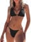 CMTOP Bikini Damen Set Klassischer Triangel Bikini Zweiteiliger Badeanzug Sexy Tanga String Bikini Einstellbar Bindegurte Bikini-Sets Niedrige Taille Badeanzüg mit Spaghetti-Träger(Schwarz, S)
