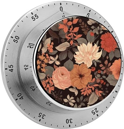 Herbst Schöne Blumen Küche Timer Magnetische Edelstahl Countdown Timer Mechanische Timer Uhr mit Alarm für Home Backen Kochen Ofen