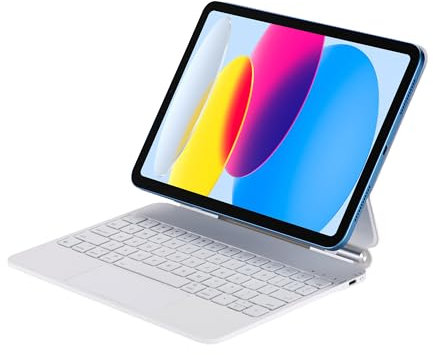 Dolpking Funda de teclado para iPad de 10ª generación 2022, funda mágica con teclado para iPad de 10ª generación con trackpad multitáctil, soporte voladizo flotante, teclas retroiluminadas