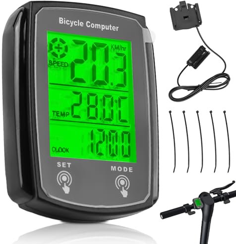 Fahrradcomputer, 19 Funktionen mit Hintergrundbeleuchtetem Display Fahrradtacho Fahrrad Tacho Fahrrad Radcomputer Hochauflösender Bildschirm Tacho Fahrrad, Schwarz