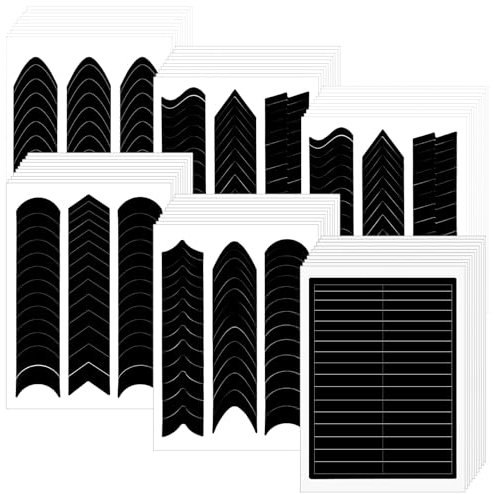 Oruola 2370 Stück French Nails Schablone,60 Blatt Schwarz Frenchs Nails Sticker,French Schablonen Nägel,Selbstklebende Tip und U Form Maniküre Schablonen für DIY Nail Art Kanten Hilfs