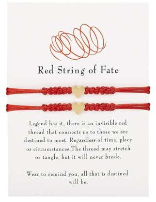THXFUNAREA 2 Pezzi Bracciale Coppia filo rosso, Bracciale Portafortuna Donna, Regali Di Coppia, Bracciale Filo Rosso Del Destino, Bracciali Coppia Regalo per Coppia