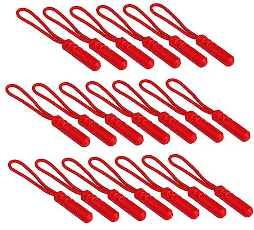 Zipper Pull Rope Rosso 20 Pezzi, Ricambio per Cerniere | Plastico e Poliestere, per Abbigliamento e Bagagli, Uso Negozio e Viaggio