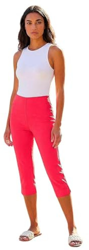 Roman Cropped Trousers for Women UK Ladies Capri Leggings Summer Pants Short Crop Stretch 3/4 Length Three Quarter Pedal Pusher Clothes Elasticated Bengaline Cut Off