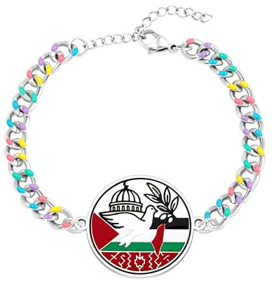 Oneress Gaza Support Armband - Edelstahl Soziale Gerechtigkeit & Freiheit, Trendy Freundschaft & Aktivisten Schmuck YA6021-BaiGe