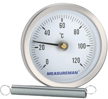 Rohrthermometer, 63 mm 0-120°C, Clip-Warmwasserrohr, Metallgehäuse, für 1-3 Rohr