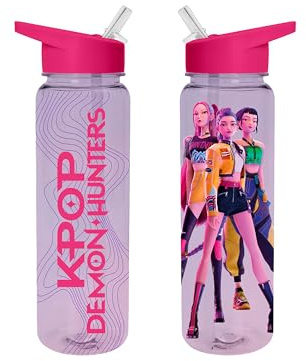 K-pop Demon Hunters (Trio Plastic Drinks Bottle, 24oz/700ml Capacity, Officially Licensed Product, Reusable K-Pop Water Bottle for Fans & Fitness, Pink
