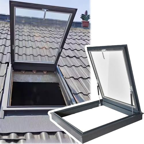 Dachfenster mit Regenschutz, Dachbodenluke mit Notausstieg, doppelt verglastes Sicherheitsglas, abschließbarer Griff, Dachlüfter for Dachboden, Keller, Wintergarten(LxW22x20in)