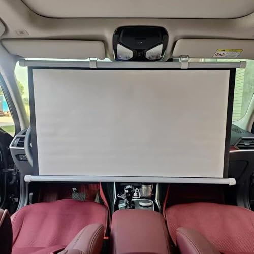 OPOLDBDMAC Pantalla De Proyector para Coche, Pantalla De Cine Pequeña Portátil De 40 Pulgadas Pantalla De Proyección Mini Pantalla Manual Retráctil para Coche, SUV(White,60inch4:3)