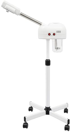 Gesichtssauna Facial Steamer, 2 in 1 Ozon Dampfgerät professionell Kalt Warmdampf Gesichtsdampfbad mit LED Lupenlampe Touchscreen ausziehbar 360° Düse Aromatherapie für Salon Spa Zuhause Haut
