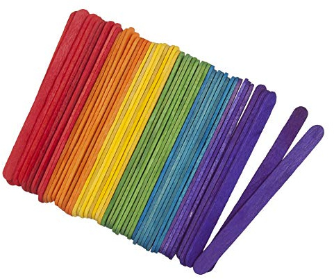 Trimits Home School Craft Wood Lolly Pop Sticks, 11cm x 10mm, Multicoloured, Pack of 50