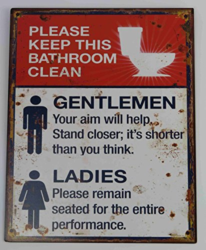 Clever-Deko Blechschild Please Keep This Bathroom clean Gentleman Ladies Nostalgie Schild Retro Bitte das Bad sauber halten Toilette