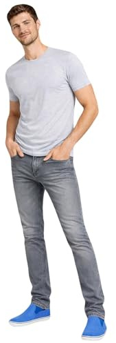 True Face Mens Jeans Slim Fit Stretch Trousers Denim Pants Cotton Bottoms Zip Fly 5 Pockets Western Casual Wear TrueFace TF022 Grey Wash 34WX32L