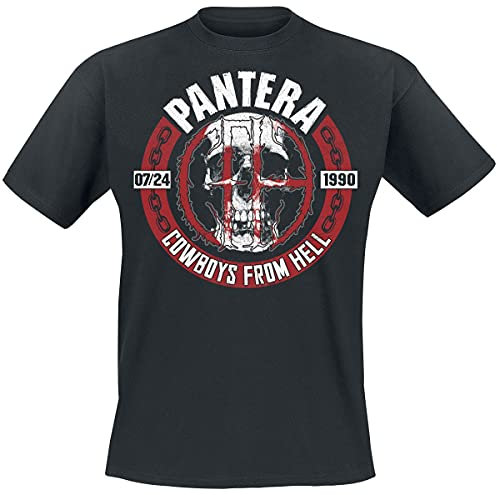 PANTERA Skull Circle Männer T-Shirt schwarz L 100% Baumwolle Band-Merch, Bands, Totenköpfe