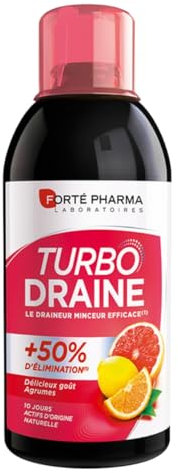 Forté Pharma - TurboDraine Agrumes | Complément alimentaire Elimination et Drainage à base de Thé vert - Perte de poids | Solution buvable à diluer avec Bouchon Doseur - Saveur Agrumes - Flacon 500ml