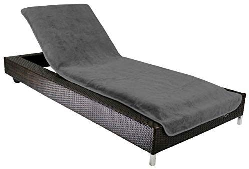 Brandsseller Gartenliegenbezug 75x200 cm – Frottee Schonbezug Handtuch-Auflage aus 100% Baumwolle – waschbar, rutschfest, Öko-Tex Standard 100 – Anthrazit