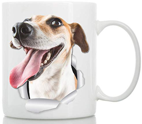 Happy Jack Russell Coffee Mug - Ceramic Jack Russell Terrier Mug - Perfect Dog Lover Gift - Cute Novelty Coffee Mug Present - Great Birthday or Christmas Surprise for Friend or Coworker (11oz)