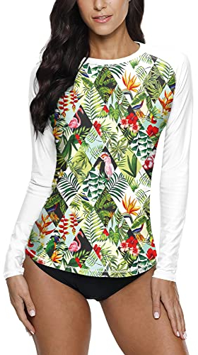 BesserBay Damen Rash Guard Bademode UV Shirts Langarm UPF 50+ Schwarz Gr.- 40 EU/Large