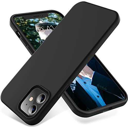 OTOFLY Compatible with iPhone 12 Case and iPhone 12 Pro Case 6.1 inch(2020),[Silky and Soft Touch Series] Premium Soft Liquid Silicone Rubber Full-Body Protective Bumper Case (Black)