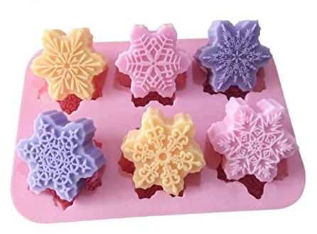 JasCherry Moldes de Silicona Navideño Bricolaje, 3D en Forma de Copo de Nieve, Moldes para Caramelos con Patrón Navideño, para Jabón Pudín Pastel Chocolate Caramelo Vela