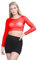 Hamishkane® Womens Sheer Mesh Crop Top, Crew Neck Long Sleeve Tops Women Summer Tops Lightweight and Stylish See Through Party Wear Red