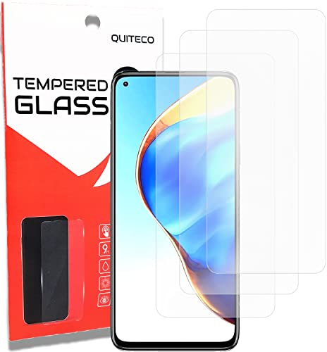 QUITECO Protector pantalla para Xiaomi Mi 10T 5G / Mi 10T Pro 5G [3 Piezas] vidrio cristal templado
