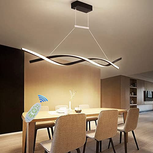 LED Pendelleuchte Esstisch Esszimmer Lampen Hängelampe Moderne Dimmbar Mit Fernbedienung Hängeleuchte Wohnzimmer Küchenlampen Hängend Leuchte für Büro Couchtisch Hotel Bar Deko Decke Pendellamp L80cm