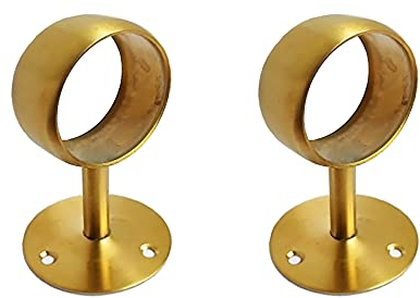 NELXULAS Goldener gebürsteter Edelstahl, robuste Schrankstange, Gardinenstangen-Endstützung, Flanschstangenhalter, Schrankstange mit passenden Schrauben (5,1 cm)