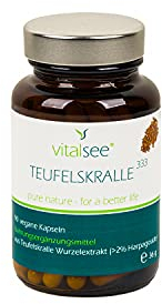 Vitalsee TEUFELSKRALLE 333 I 90 vegane Kapseln I Teufelskralle Wurzelextrakt (>2% Harpagoside) I Vegan