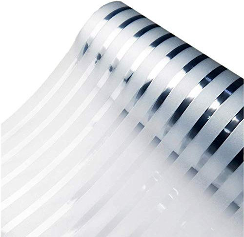 Zindoo Film Fenetre Anti Regard Motif Rayure Dépoli 90 × 400cm Film Occultant Fenêtre Autocollant Anti UV Effet Électrostatique Idéal pour Bureau Chambre Salon Cuisine