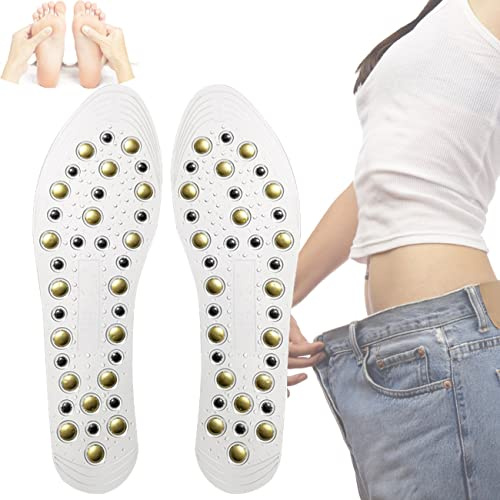 DYK&NX Massage Magnetische Abnehmen Einlegesohle, Akupressur Abnehmen Breathable Einlegesohlen mit 70 Magneten, Gegen Rückenschmerzen Fußschmerzen, Waschbar und Schneidbar
