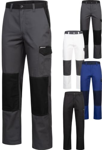 Safetytex Twill Arbeitshose - Bundhose strapazierfähig - viele Taschen - Twillhose lang - Malerhose - Cargo-Hose mit Knietaschen - Grau/Schwarz - Gr. 50