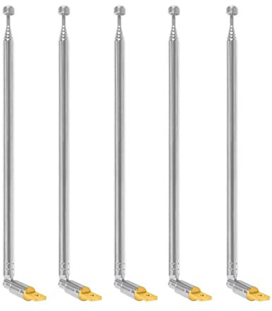 AEDIKO 5pcs Telescopic Antenna 6 Sections 65cm AM FM Antenna Portable Radio Antenna Replacement for Radio, TV and Other Electric Products
