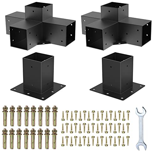 Pergola-Halterungen, 4x4 Holzarbeiten, Pergola-Kit, modulares, modernes Outdoor-Pergola-Hardware-Kit, DIY, enthält 2 Halterungen, 2 Stiefel für 10x10 cm (tatsächlich: 8.9x8.9 cm) Holz