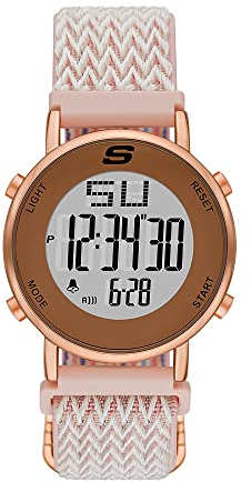 Skechers Montre pour femme Magnolia, mouvement digital, boîtier 40MM en alliage d'or rose avec bracelet en nylon, SR6268