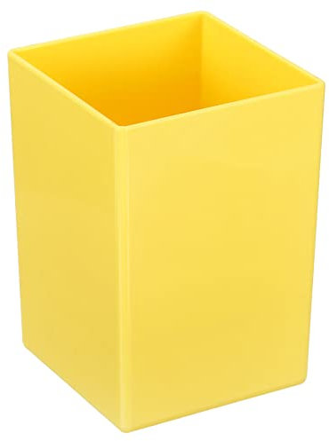 PATIKIL Pencil Holder, Plastic Pen Makeup Brush Holder Cup Storage Square Desktop Organizer Stationery Caddy for Home Office, Yellow