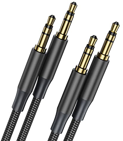 3,5 mm Aux-Audiokabel [2er-Pack, 3m, 2 m], geflochtenes Stecker-auf-Stecker-Kopfhörerkabel, Hi-Fi Sound, kompatibel für Auto/Heim-Stereoanlagen, Lautsprecher, Sony, Echo Dot, Kopfhörer, Beats, iPod